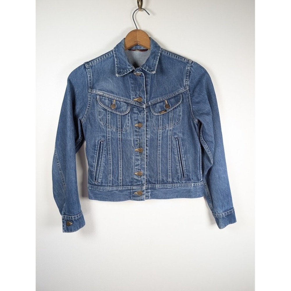 Vintage 80s Ms Lee Denim Jacket Size 7/8 Trucker Western Festival Made in USA
